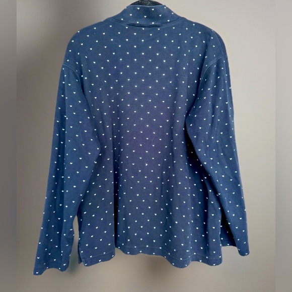 Bechamel Long Sleeve 1/4 Zip Navy Sweatshirt Embroidered Red/White Pattern Large - Picture 2 of 16